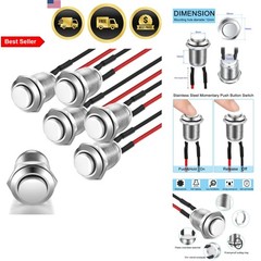 Waterproof Push Button Switch 5pcs 12mm Metal Momentary ON OFF High Head