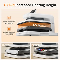 HTVRONT Auto Heat Press 2-Digit 15×15 in Plate T Shirt Printing Machine White