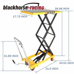 330 lbs Hydraulic Lift Table Cart Manual Double Scissor Lift Table 50″