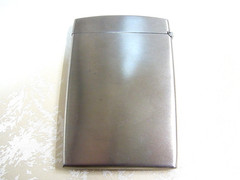 Authentic Cartier Business Card Holder Stainless steel Case Rare w/Pouch & Paper