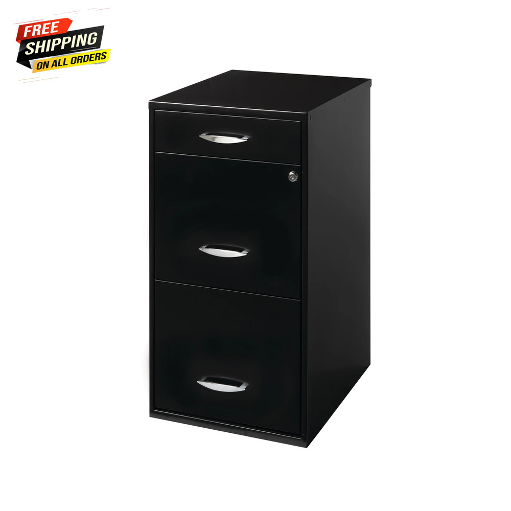 3 Drawer Letter Width Vertical File Cabinet with Pencil Drawer, Black 💪👌
