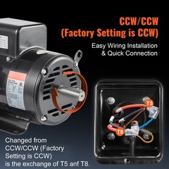 7.5HP Air Compressor Electric Motor 230V 31.6A 3450RPM 184T Frame CW/CCW Rotate
