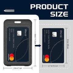 3 Pack ID Badge Holder with Double-Sided Windows Hard Plastic Vertical Black