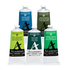 Academy Professional Acrylic Paint Set of 5 90ml Green Colors – Metal Tubes -…