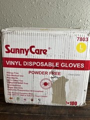 SunnyCare Vinyl Disposable Gloves Powder Free Large 100 Count Box 10 boxes