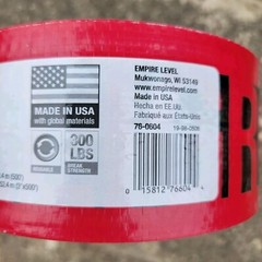 Empire Level 76-0604 500’x3″ Reinforced Construction Grade DANGER/PELIGRO – Tape