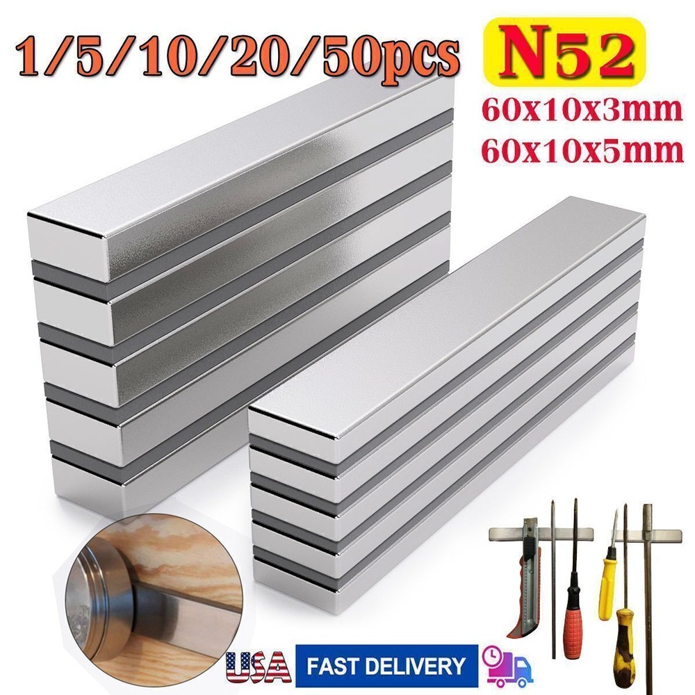 Lots N52 Strong Neodymium Magnets Rare Earth Lifting Magnets 60x10x3mm/60x10x5mm