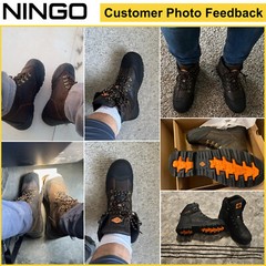 NINGO Men’s Heavy Duty Work Boots Steel Toe Puncture Proof Leather Safety Shoes