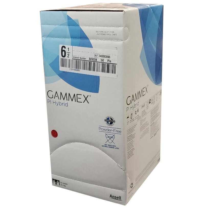 *50-Pairs* Ansell Gammex PI Hybrid PF Surgical Size-6.5 Gloves 340063065
