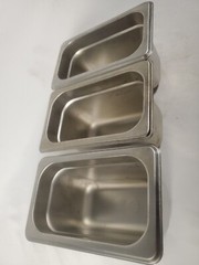 (3-Pk) Steam Table Pan Anti Jam 1/9 Size Rectangle Stainless Steel Silver