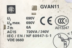 2 USED SCHNEIDER ELECTRIC GVAN11 AUXILIARY CONTACT BLOCKS 6 AMP ***MAKE OFFER***