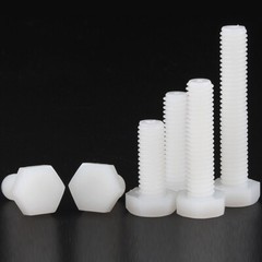 M8 – 1.25 White Nylon Hex Head Bolts Full Thread Hex Cap Plastic Screws DIN 933