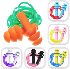 6 Pairs Reusable Corded Earplugs Noise Reduction Silicone Ear Plugs with Case Wa