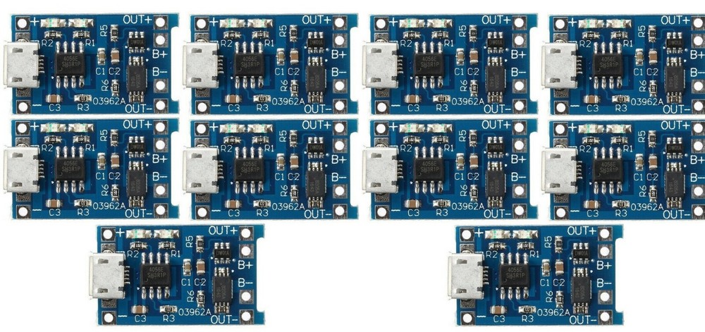 10PCS USB Micro, TYPE-C and Mini Lithium Battery Charger With battery protection
