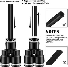 Push to Connect Fittings Air Line Pneumatic Fittings Kit Fits 1/4 Inch OD 20 Pcs
