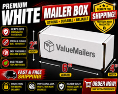 100 – 6 x 4 x 2 White Corrugated Shipping Mailer Packing Box Boxes