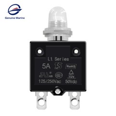 Thermal Circuit Breaker, 5-40 Amp Push Button Manual Reset 50V DC 125/250VAC