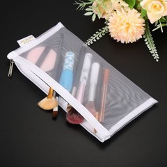 5pcs Mesh Cosmetic Bags, B6 Nylon Zipper Bag Travel Toiletry Pouch, White