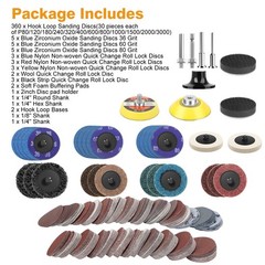 388Pcs 2 inch Roll Lock Sanding Discs Set 1/8″ 1/4″ Shank Holder for Die Grinder