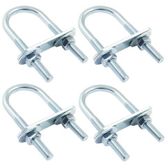 4 Sets M6 U Bolts 1 Inch Wide, Round U-Bolts with Frame Plates, Nuts, and Washer