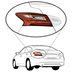 Nissan Altima 2016-2017 Left Tail Light Clear Red Lens Chrome Housing 16940371