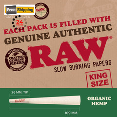 RAW Cones Organic King Size: 50 Pack – Pre Rolled 50 Count (Pack of 1), Brown