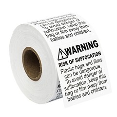 SUFFOCATION WARNING Labels/Stickers (2 x 2) – FBA Approved – (2) Rolls of 500