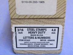 Set Young Bros. 3/16″ Heavy Duty Steel Letter & Numbers Stamps 36 Pc 5363/698690