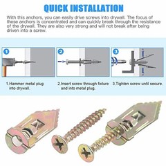 50x Drywall Self Drilling Anchors Screws Wall Anchor Expansion Hooks Heavy Duty