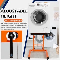 Material Lift Winch Stacker with Casters, 500 Lbs Capacity, 35″ Max Lift Height