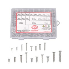 550Piece 304 Stainless Steel Wood Screws Assortment Kit Phillips Flat Head Sheet