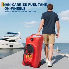 16 Gallon Gas Caddy Heavy-Duty Gas Can Fuel Caddy with Manual Fuel Transfer Red