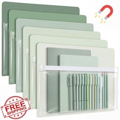 Fuutreo Magnetic File Holder Sage Green Horizontal 6 Pcs