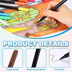 6 x Dark Grey Permanent Fabric Markers for Cloths Coloring Drawing