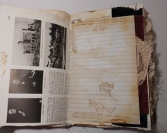 Junk Journal Boho Style Antique Vtg. Ephemera Handmade Book Lg. 9″x6.5″ 116 Pg.