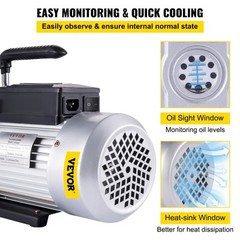 12CFM Vacuum Pump Single Stage Ultimate 3PA rotary vane 110V/60HZ ACTIVE DEMAND