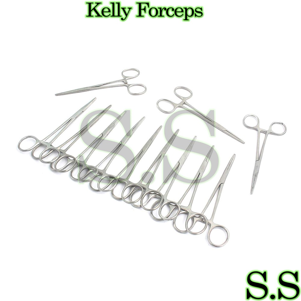 12 pcs Kelly Hemostat Locking Forceps 5.5″ Straight- O.R. Grade