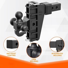 2″ Receiver 6″ Drop Hitch Adjustable Trailer Hitch 2-Ball /3-Ball 20000 LBS