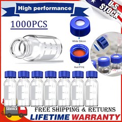 2ml Autosampler Vials + Pre-Slit Caps 9-425 Glass Bottle Screw Top HPLC GC 1000x