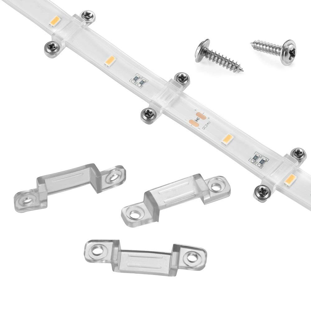 100 Pack Strip Light Mounting Brackets Double Side Fixing 202 Screws Included Fo