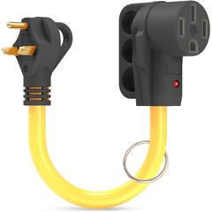 OPEN BOX – RV 30Amp Male To 50Amp Female Power Cord Plug Adapter 30M/50F Cable