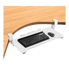 Kayfia Keyboard Tray Under Desk Height Adjustable,26.4”x11.8” Slide-out White