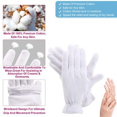 6 Pairs Moisturizing Gloves Over Night Bedtime White Cotton | Cosmetic Inspec…