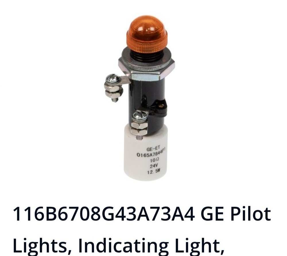 116B6708G43A73A4 GE Pilot Lights Indicating Light, Amber Lamp w/ Amber Cap