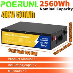 50Ah 48V LiFePO4 Lithium Battery BMS 15000+ Deep Cycles For Solar RV Off-grid