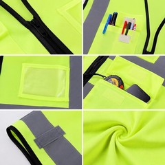 Reflective Safety Vest with Zipper & 5 Pockets – High Visibility for All Seasons