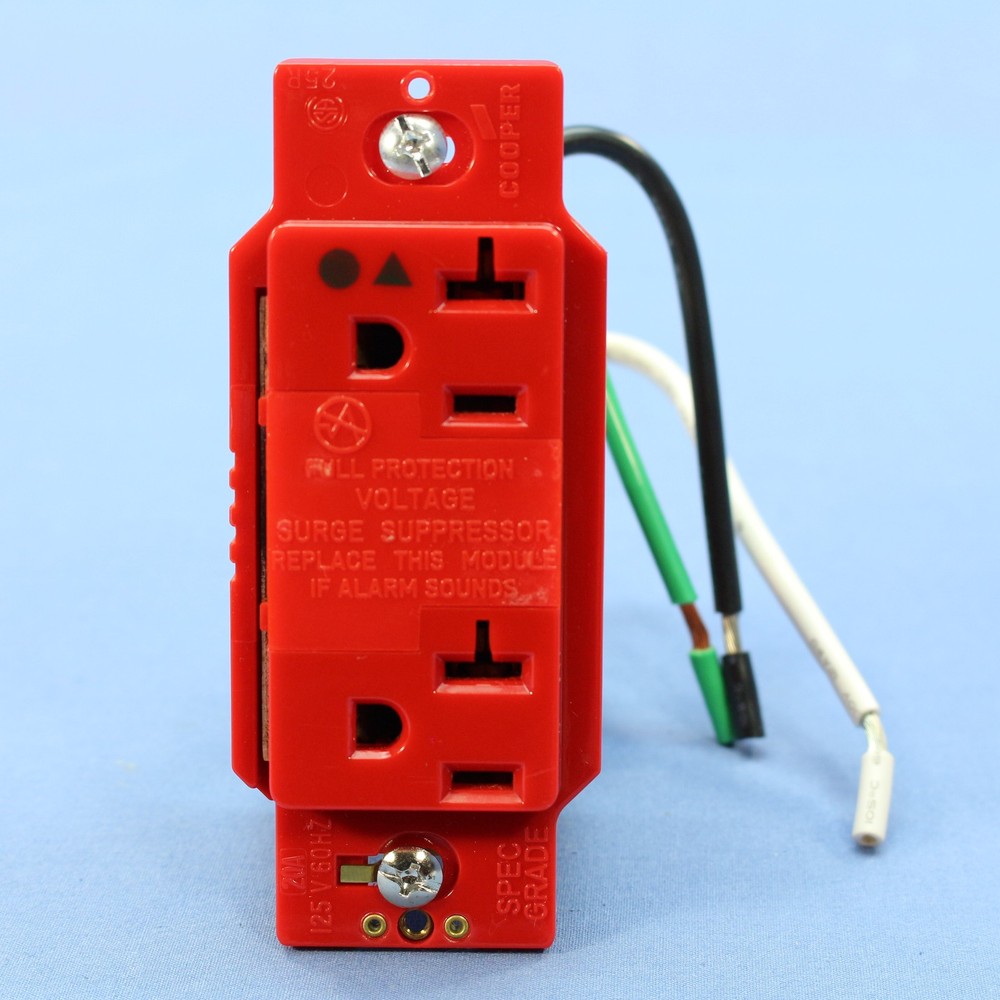 Cooper IG1310RD Red Hospital Iso Ground Surge TVSS 20A Suppressor Receptacle