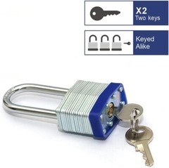 Lot of 12 Piece 50mm 2inch Laminated Pad Locks Keyed the Same Alike Long Shackle