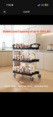 VEVOR Heavy Duty Utility Cart 300 lbs Capacity 3-tier Service Cart with Wheels