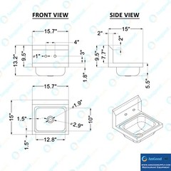 Stainless Steel Hand Sink 15 in. x 15 in. with Faucet